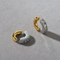 Fashion Brass Electroplating Gold and Silver Color Blocking Inlaid Square Zirconia Hoop Earrings for Women Jewelry Wholesale