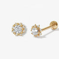 LOZRUNVE 925 Sterling Silver Delicate Gold Ball Back Flower Stud Earring Wholesale