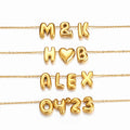 Minimalist Personalized Stainless Steel Tarnish Free Jewelry Bijoux Plaqu or 18k Gold Plated 3d Puff Initial Bubble Letter Name