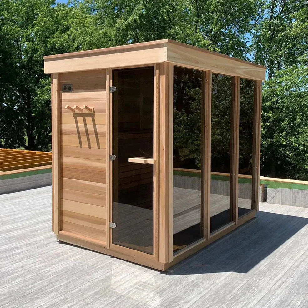Red Cedar/Hemlock Modern Box Outdoor Sauna Room Steam Sauna Room With 4 Person Size