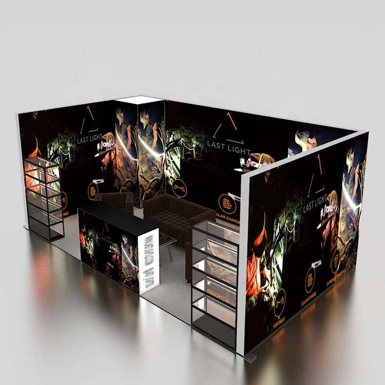10x20  Customized Aluminum Frameless SEG LED Backlit Straight Backdrop Display Booth Exhibition