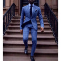 2025 Blue Plaid Men Suits Set Blazer Pant Costume Elegant Wedding Man Marriage Suits One Button Slim Fitted 2 Piece Party Suits