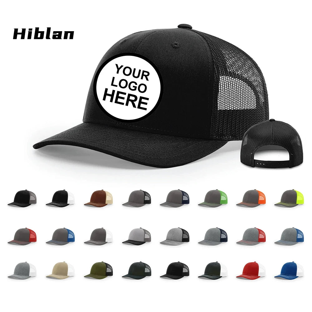 Customize Blank Richardson 112 Trucker Hats Hiblan Cap Custom Polyester/Cotton Patch Logo Fashion 6-Panel Adjustable Hats