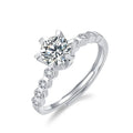 Classic Sterling Silver Round Diamond Rings Rhodium Plated Moissanite Engagement Rings Women's Valentine Day Gifts