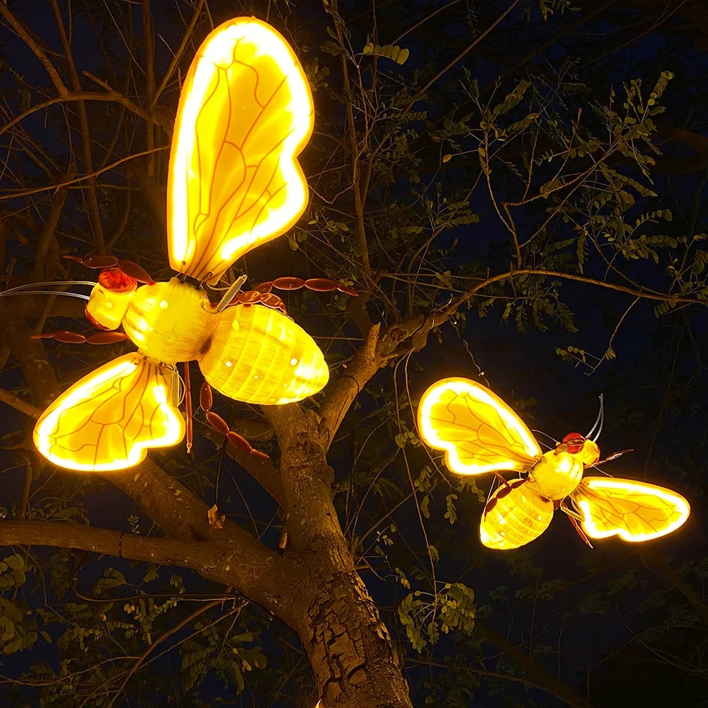 Momovalley American Thanksgiving Party Elements Outdoor Decors Led Lighted Honey Bee Decorations