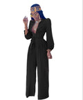 2023 Fall Clothing 7colors Long Sleeves Button up Ol Office Ladies Elegant Outfits Wide Leg Pants Romper Jumpsuit Overalls