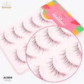 Abestyou 5D Pack of 5 Pairs Clear Band Natural Look Wispy Mink Eyelashes Fluffy Cat Eye Lashes Full Strip Fake Eyelashes