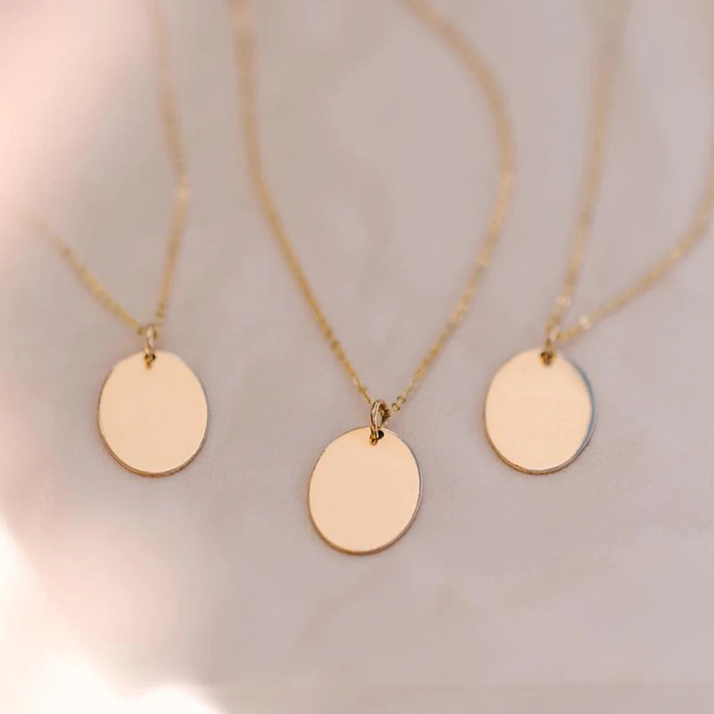 Women Jewelry Laser Animals Patterns Blank Necklace 316L Stainless Steel Gold Plated Custom Engraved Necklace