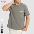 Janya 2026 New Men's Top Hot Sale Breathable Gym Fitness T-shirt Loose Casual Short Sleeve Crew Neck Washed Solid Sports Tshirt