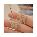 Wholesale Women Elegant Gold Silver Plating Butterfly Charm Necklace Sparkling Crystal Rhinestone Butterfly Necklace