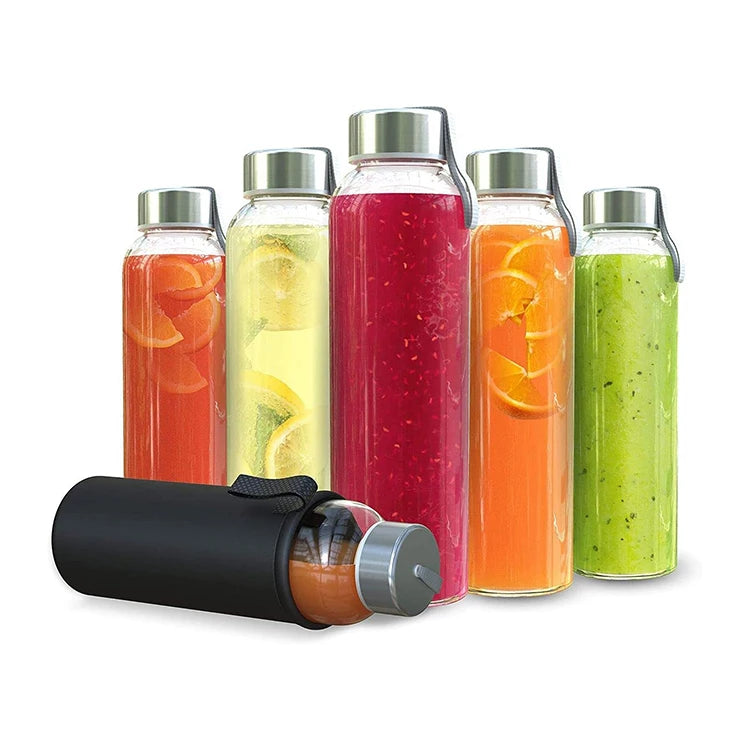 17oz Gym Water Bottle Custom Logo Crystal Sublimation Motivation Glass Juice Water Bottle Support Customization