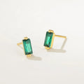 Nagosa Minimalist Jewelry 18k Gold Vermeil 925 Sterling Silver Rectangle Emerald Stud Earrings