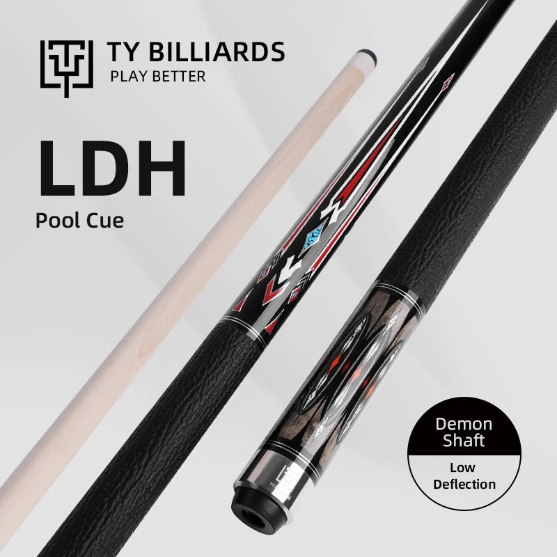 Low Deflection LDH Series TY Billiard Pool Cue Stick 12.5mm Tip American Maple Shaft Carbon Cork Filling Leather Stainless Steel