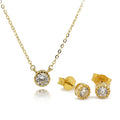 Fashion Fine Gold Jewelry China 18K Bulk Wholesale Gold Necklace Stud Earring with 5A CZ Stones AU750 for Women Set