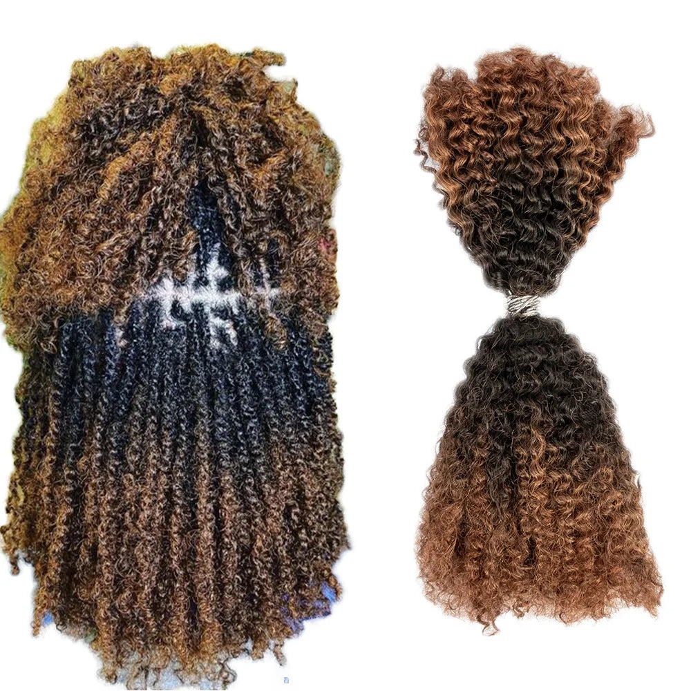 Wholee Shopping Double Drawn 100% Remy Human Hair Afro Kinky Curly Bulk for Braiding Hair Extension MegaBDM