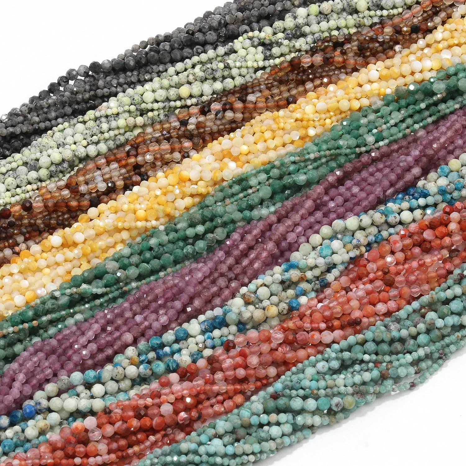 Natural Faceted Apatite Opal Citrine Beads 2/3/4/MM Strands Necklace Accessories for Jewelry Making Stone Beads