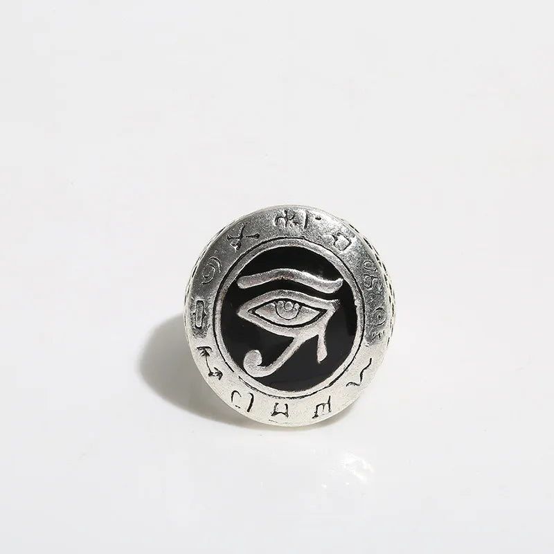 SC Hot Sale Vintage Wedjat Eye Rings Trendy Gold Silver Plated Finger Rings Retro the Eye of Horus Rings for Men