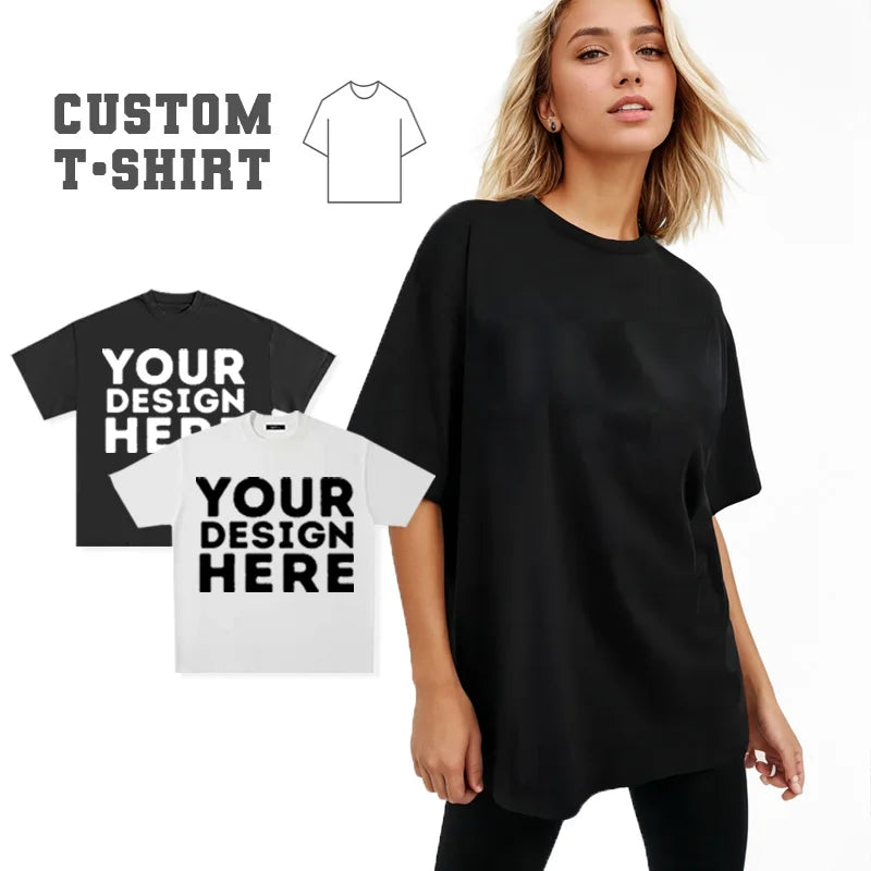 Wholesale Luxury Quality Custom Logo 100% Cotton Women's Men's Casual Short Sleeve Drop Shoulder Blank Oversized T-Shirt
