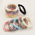 Silky Skinny Small Scrunchies Set Hair Bow Ties Ropes Bands Skinny Scrunchy Elastic Ponytail Satin Hair Scrunchies Wholesale