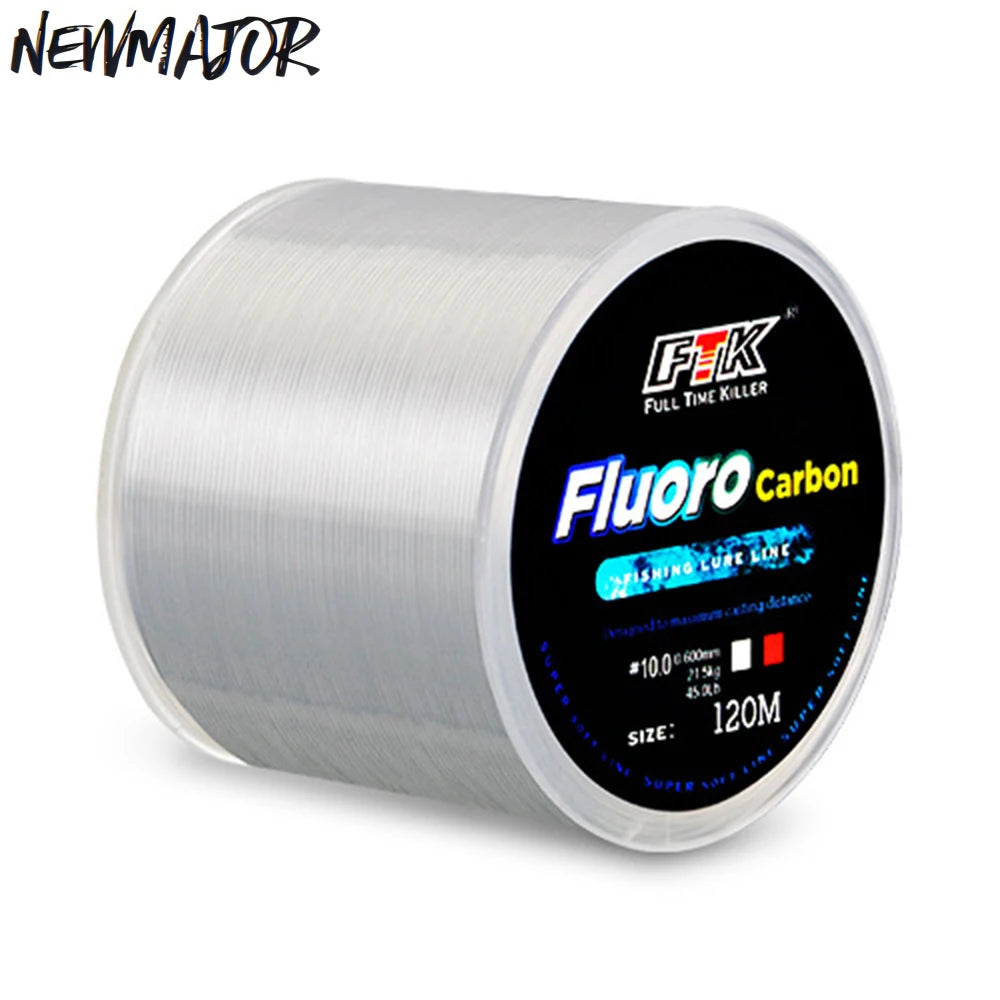 NEWMAJOR Super Soft Fly Fishing Line 120m 4.13-34.32LB 0.14-0.5mm Fluorocarbon & Carbon Fiber Leader Nylon Material for Pesca