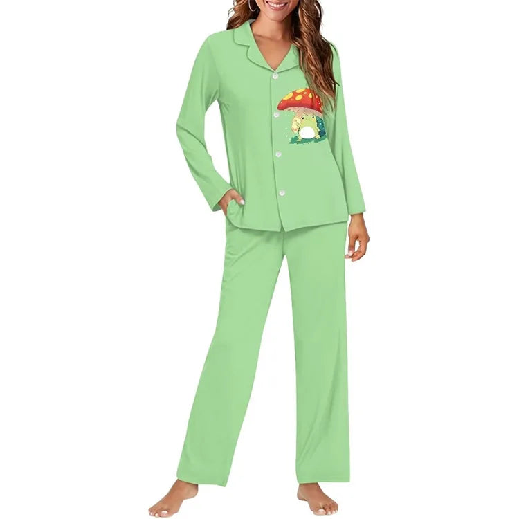Loose Women's Winter Pajama Sets Cute Premium Quality Sleepwear  Ladies Pajamas Two Pieces Custom logo Label Pattern Super Soft