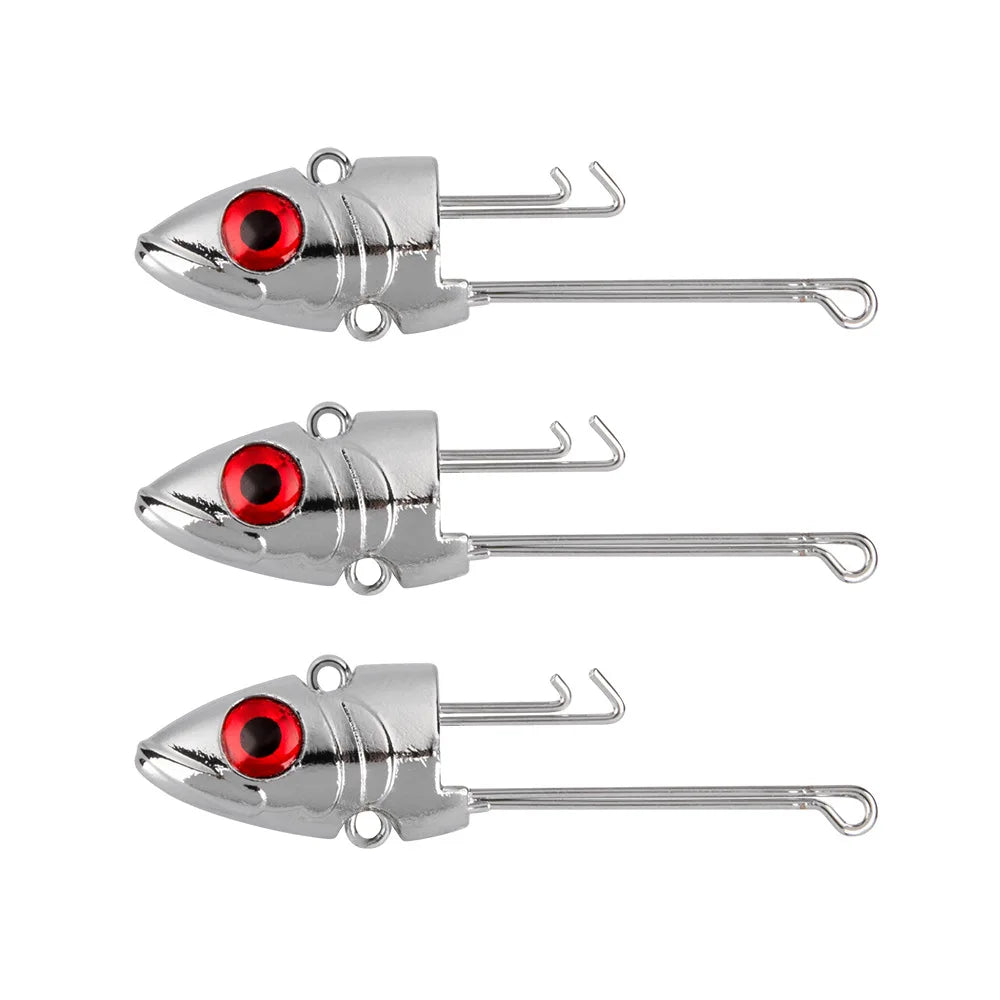 Wholesale Sea Fishing Lures 21g Metal Electroplated Fish Head Bait Lead Head Hook