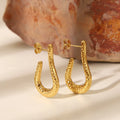 Wholesales New Trends 18k Gold Plated Stainless Steel U-Shaped Hammered Jewelry Earrings for Women
