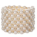 ZQ-13 Fashion Elastic Spiral Wrap Hand Jewelry 7 Layers Rhinestone Crystal Diamond Pearl Bangle Bracelet
