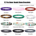 Unisex 8mm Quartz Natural Stone Beaded Classic Key Pattern Bracelet for Men Women Gift Card Included