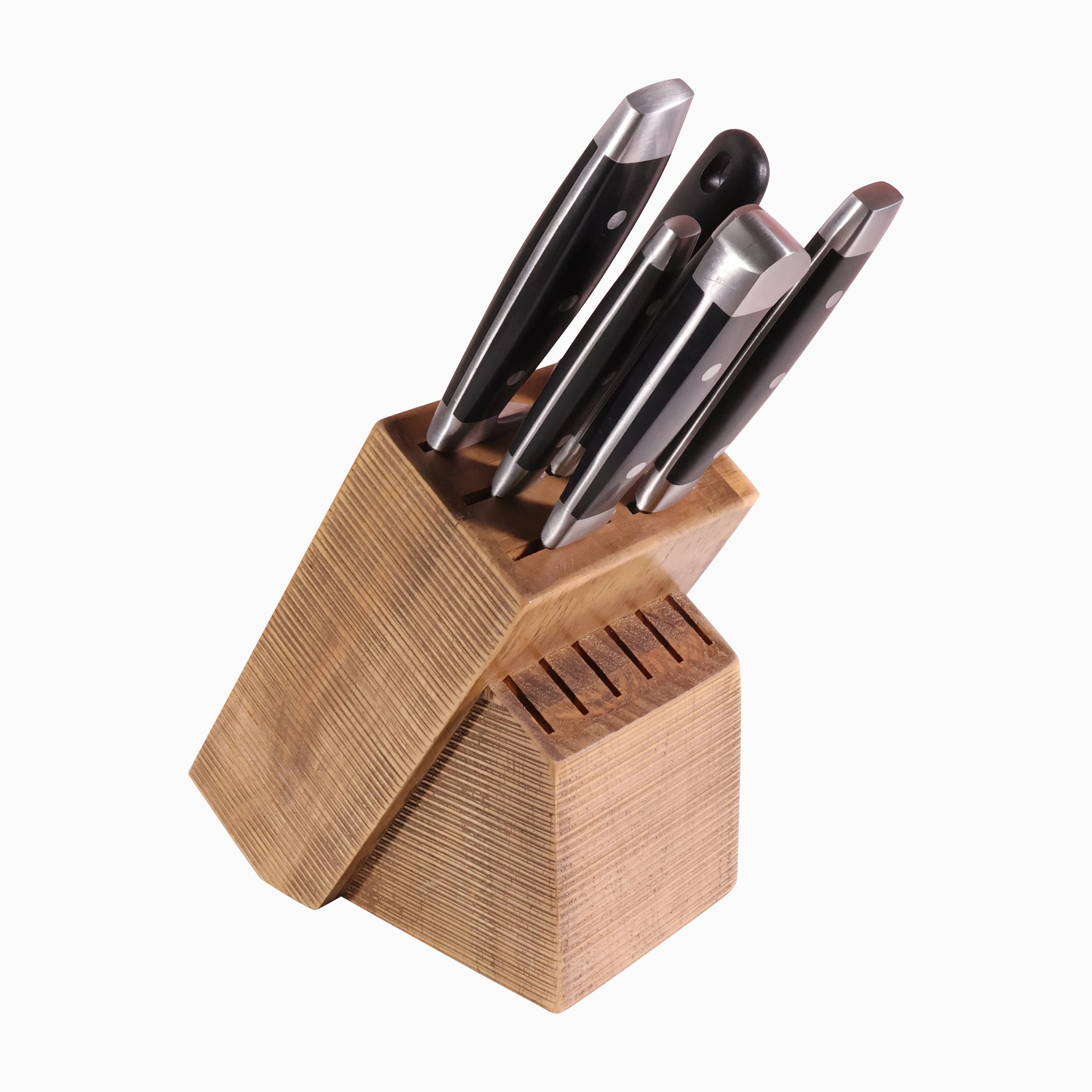 Large Counter Top Universal Knife Block New Style Wood Knife Block Holder Organizer Wide Slots Storage for Butcher Roll Bags