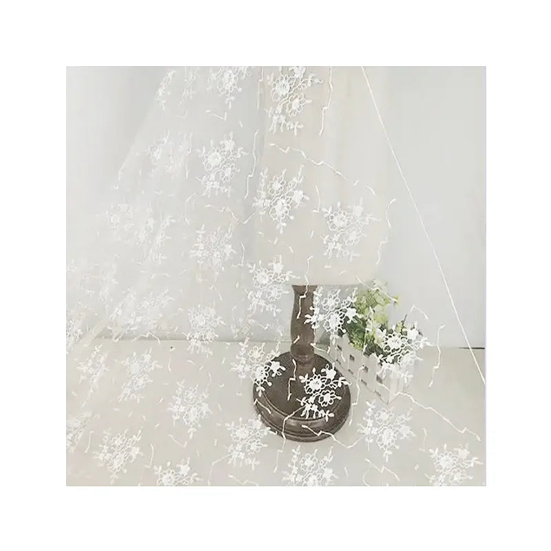 Hot Selling Customizable Polyester White Overall Premium Flower Embroidery Lace Mesh for Wedding Dress MF43