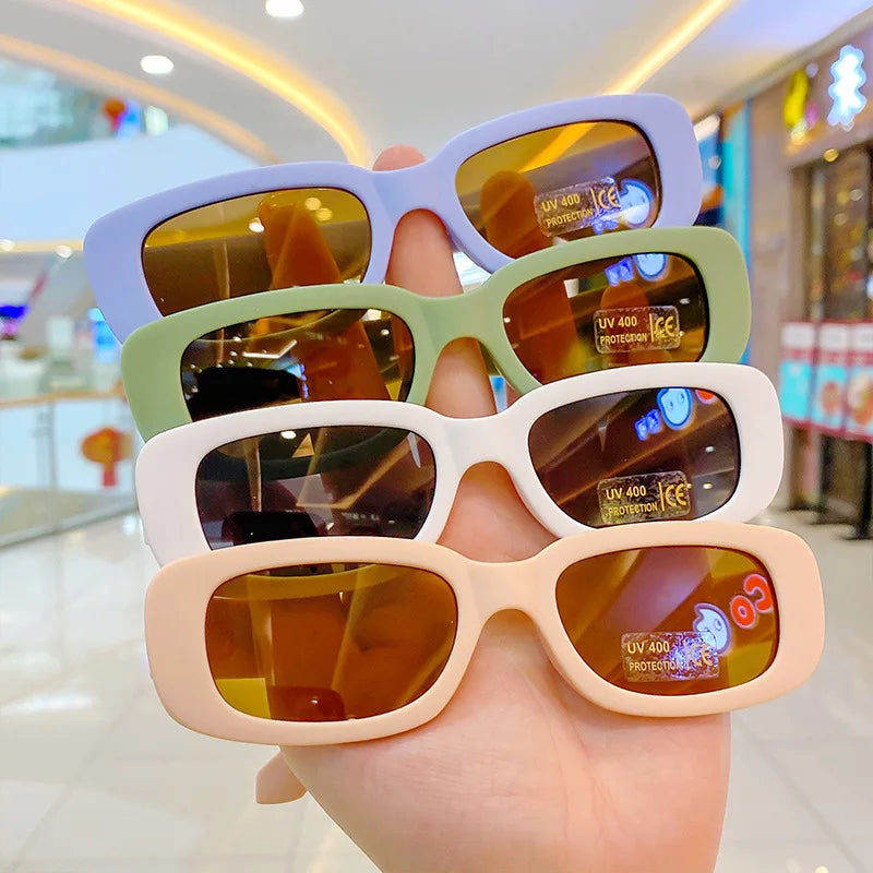 Hot Selling Retro Children's Sunglasses Rectangle Fashion Design with Durable PC Frame for Small Kids