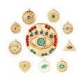 Stainless Steel Gold Chain Adjustable Necklace Diamond Crystal Rhinestone Evil Eye Pendants Necklace 14/18K Gold Plated Jewelry