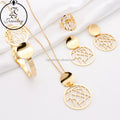 Luxury Gold Plated Stainless Steel Jewelry Love Crystal Geometric Stone Color Gemstone Bracelet Design Sets