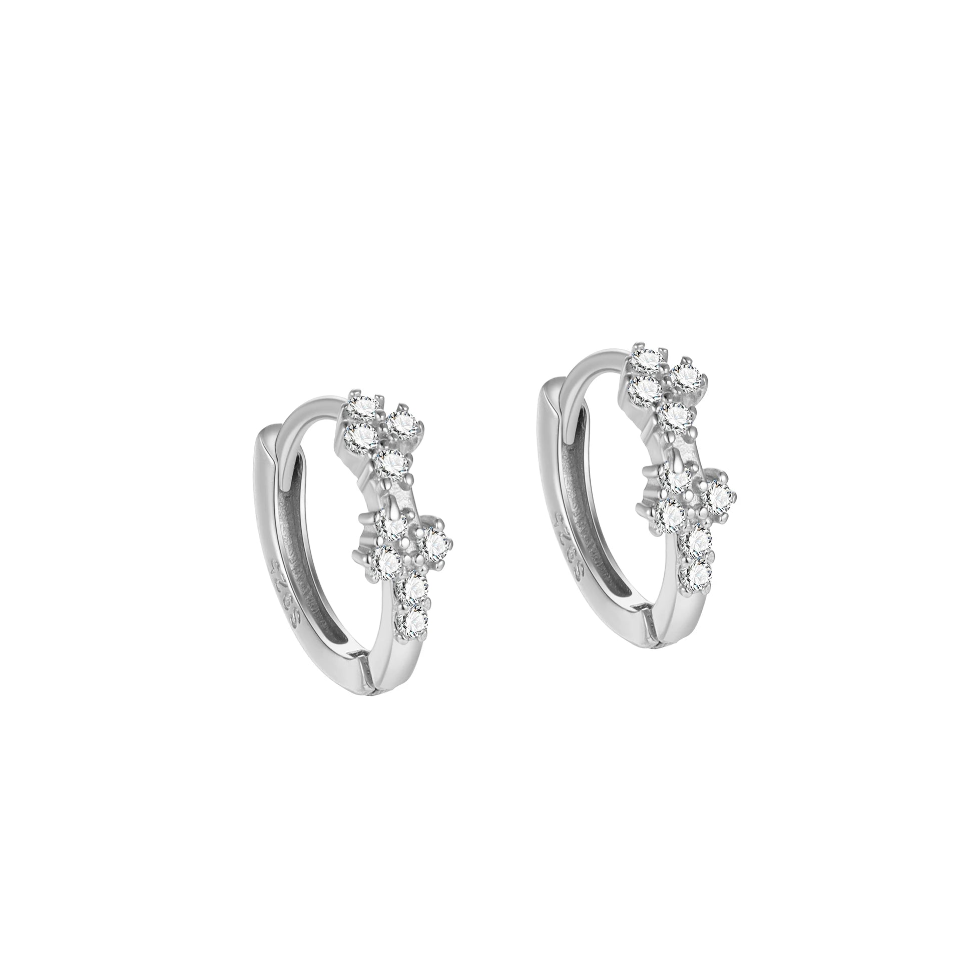 CZ Earrings 925 Sterling Silver Irregular Tiny Small Round Cubic Zirconia Hoops for Women Fine Jewelry Wholesale