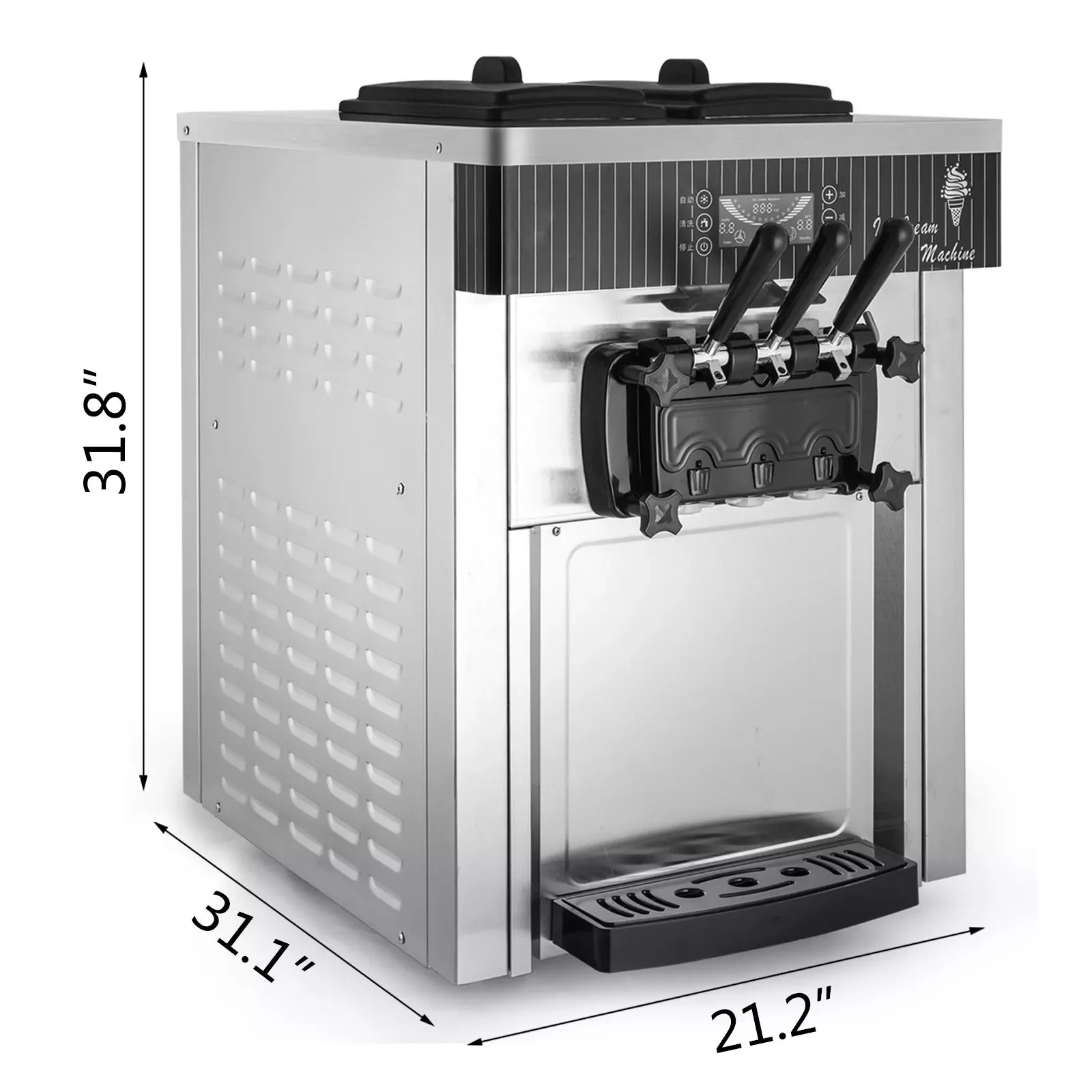 Hot Sale Si Hao YKF-8218 2200w Stainless Steel Hoppers  Ice Cream Machine Digital Computer Control Ice Cream Machine