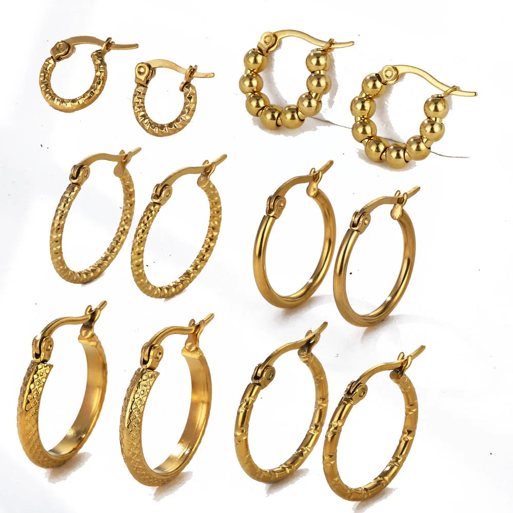 Simple Stainless Steel Chunky Hoop Earrings for Women Mens Fashion Jewelry Small Hoop Earrings 18k Gold Plated