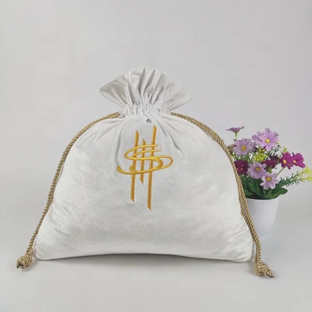 Drawstring Bag for Shoes for Travel Large Fabric Custom Small Drawstring Packaging Bags White Velvet Drawstring Bag