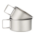 Lightweight Titanium 450ml & 550ml Bowl with Folded Handle Dish Pan Outdoor Camping Cookware Set