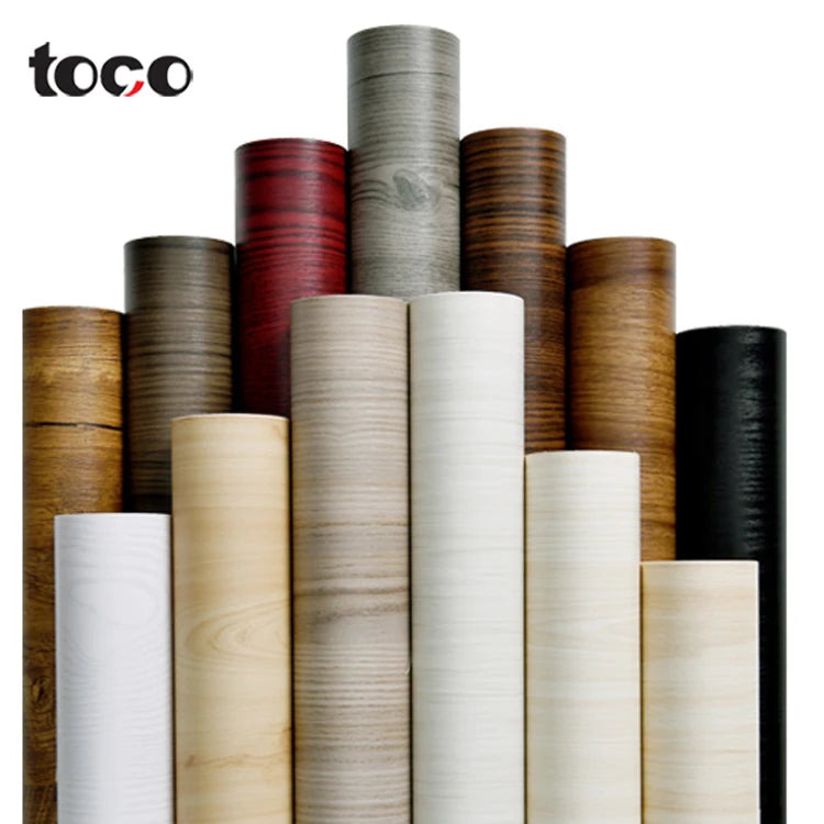 TOCO Self-Adhesive PVC Film Modern Kitchen Cabinet Wood Floor Creative Wall Paper for Home Decorative Furnitures Bathroom