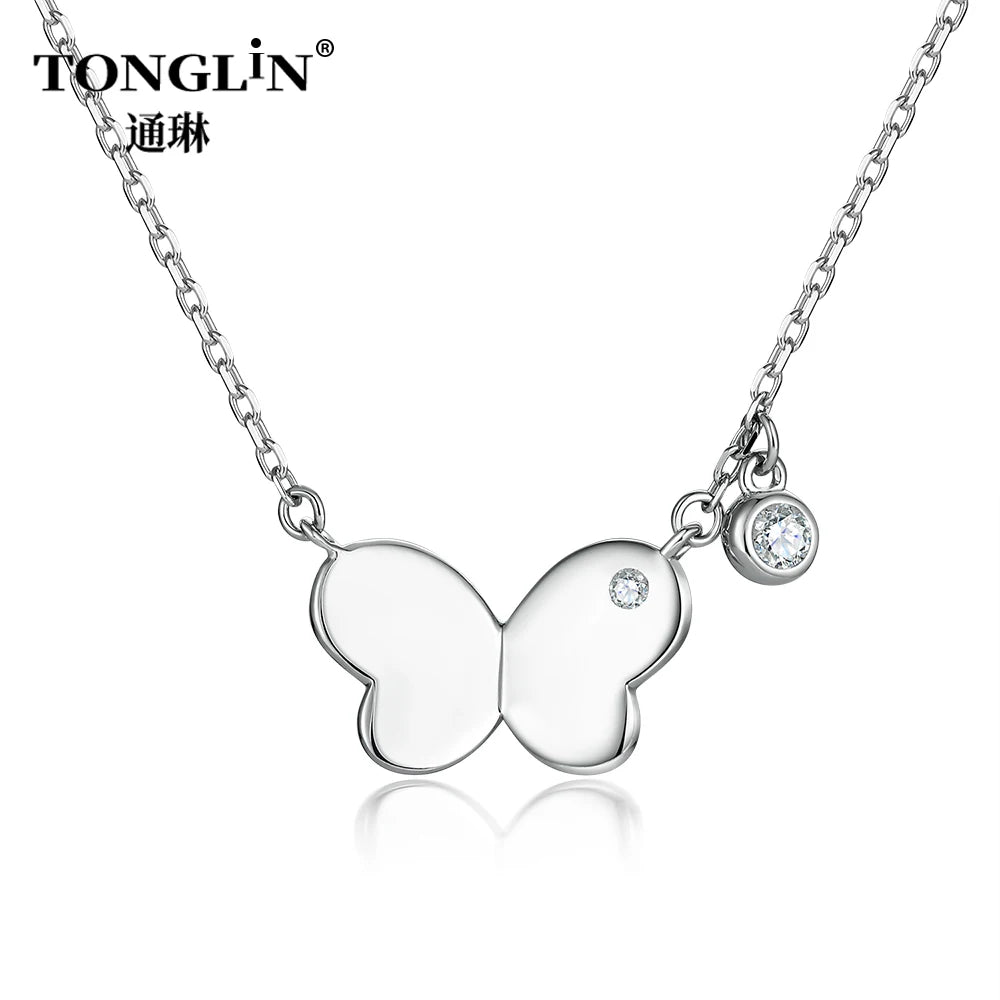 Classic Butterfly Shaped Daily Wearing Accessory Girl Non Fading 925 Sterling Silver Pendant