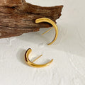 Minimalist Niche C-shaped Horn Smooth Titanium Steel 18K Gold Plated Curved Cool Geometric Circle Earrings for Women Fashion