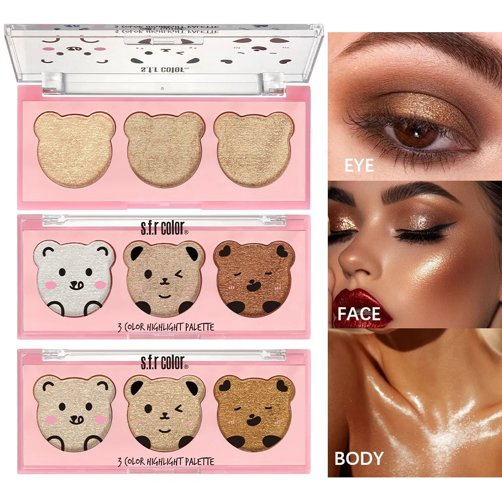 Wholesale Mineral High Pigment Shimmer Pressed Powder Makeup Face Highlighter Palette New Trends Eyeshadow with Labeling