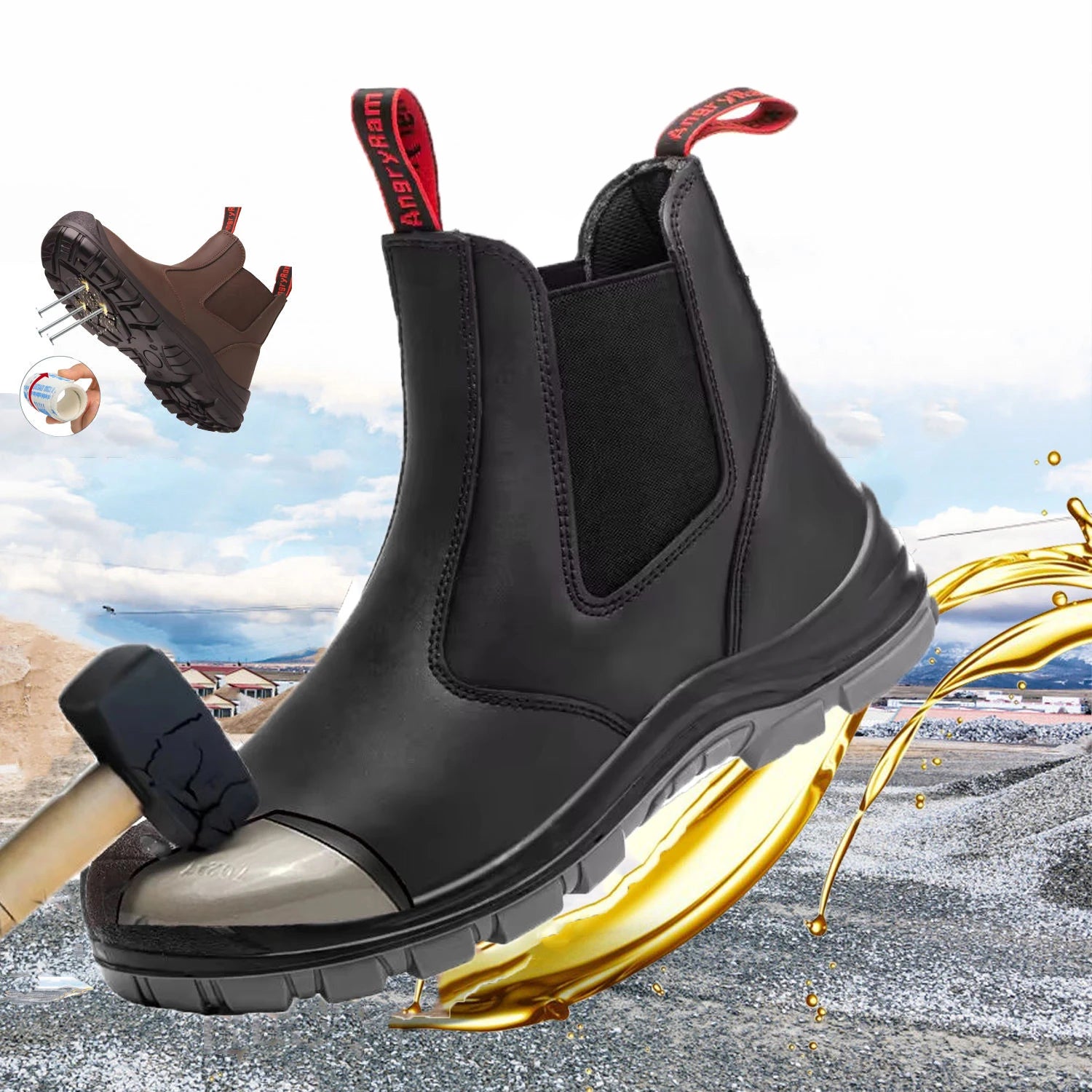 JIANKUN S3 Mining Safety Boots  Snow Boots Anti Impact Puncture Static  Leather Protective CE   for Steel Toe Winter Boots