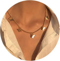 Hot Sale Fashion Accessories Women Basic Jewelry Layering Butterfly Charm 18k Gold Choker Stainless Steel Necklace