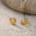 Dazan NEW Winter INS 18k Gold Plated Hypoallergenic Stainless Steel Vintaege C Hoop Iced Out Zircon Dainty Everyday Earrings