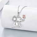 Animal Jewelry 925 Sterling Silver Two Tone Butterfly Cute Elephant Pendant Necklace