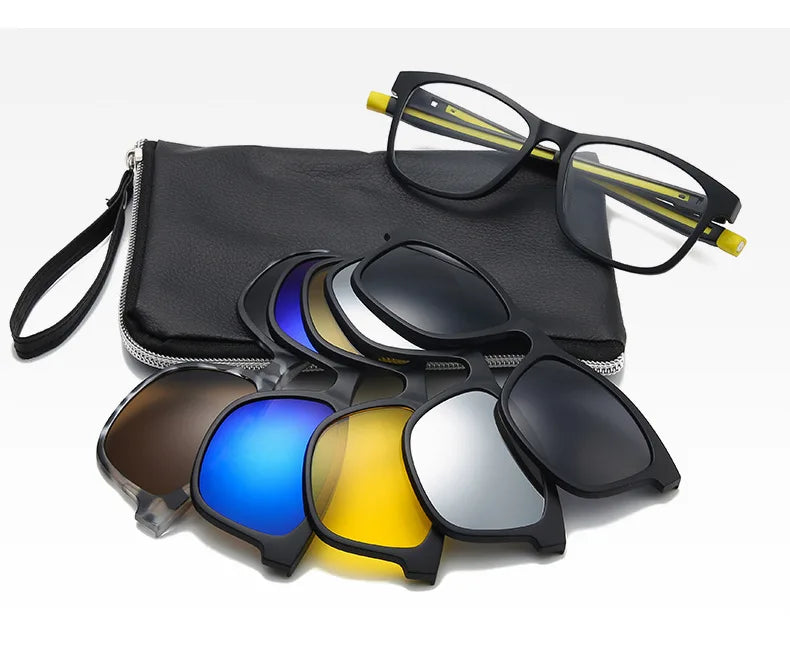Adspectacles Interchangeable Sports Sunglasses Polarized Adjustable Eyeglasses Tr90 5 in 1 Clip on Glasses Sunglasses Magnetic