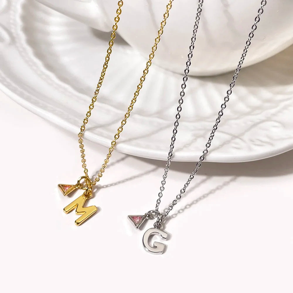 FOXI S925 Initial Pendant Chain 925 Sterling Silver 26 Letters Pendant Necklace for Women