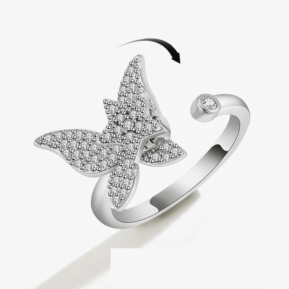 New Valentine Girl Friend Gift Jewelry Anxiety Ring Spinning Fidget Anti Stress Butterfly Silver Zhejiang Gold Engagement Ring